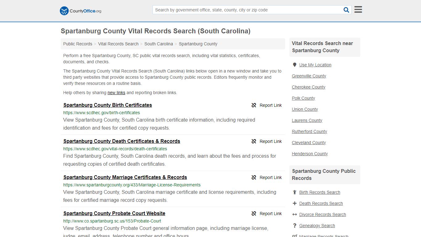 Vital Records Search - Spartanburg County, SC (Birth, Death, Marriage ...
